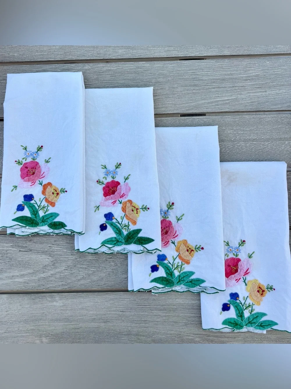 Vintage Appliqué Guest Towels-hand stiched